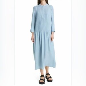Samsoe Samsoe Elm Pintuck Dusty Blue Shift Dress with slip • Size M • Midi